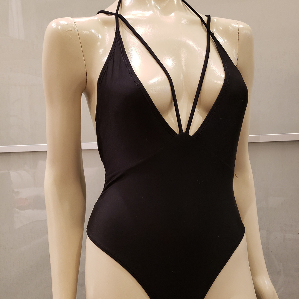 Deep V-Neck Cross-Over String One-Piece Bikini